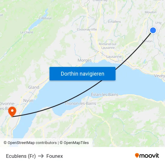 Ecublens (Fr) to Founex map