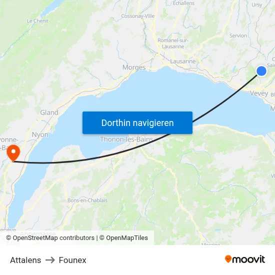 Attalens to Founex map