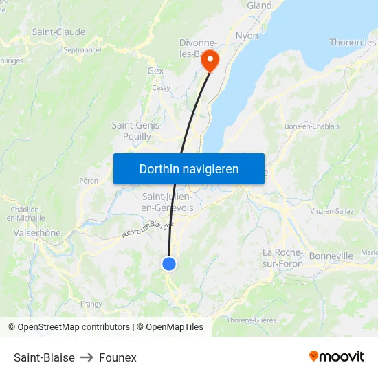Saint-Blaise to Founex map