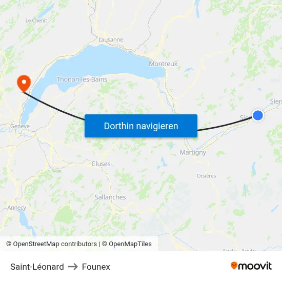 Saint-Léonard to Founex map