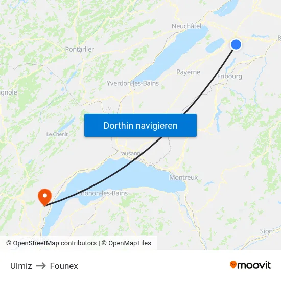 Ulmiz to Founex map