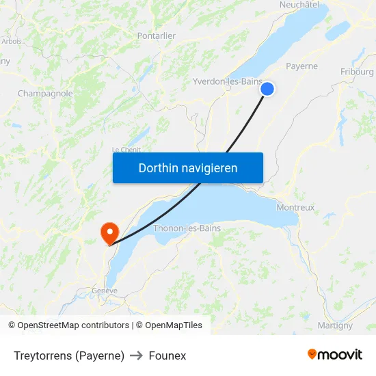 Treytorrens (Payerne) to Founex map