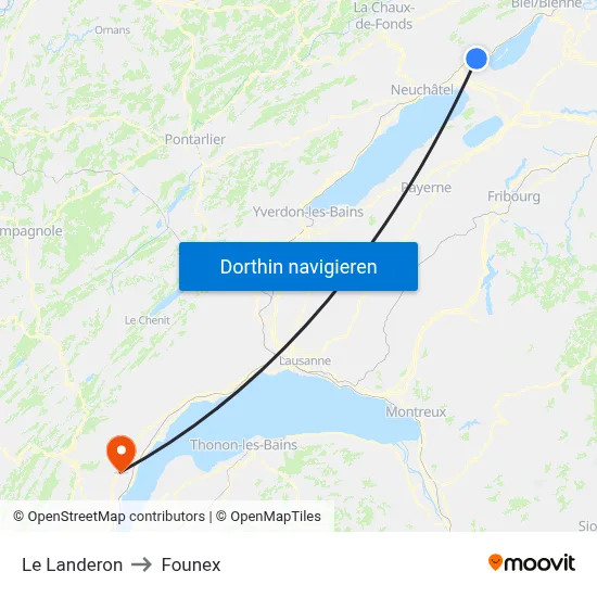 Le Landeron to Founex map