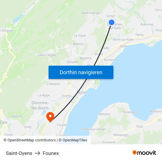 Saint-Oyens to Founex map