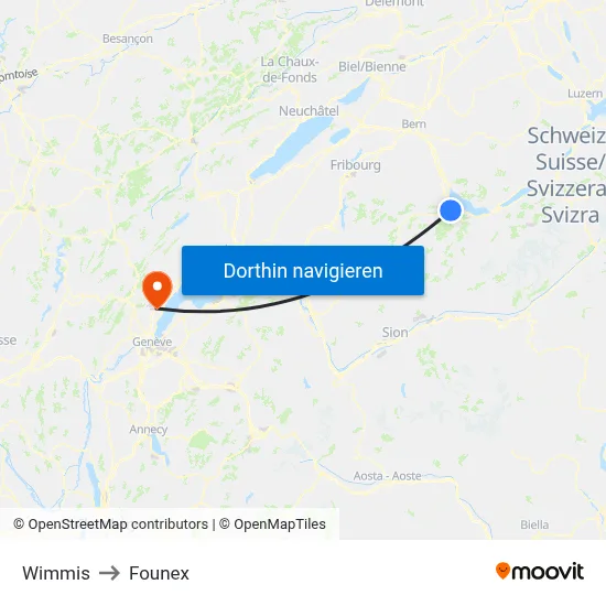 Wimmis to Founex map