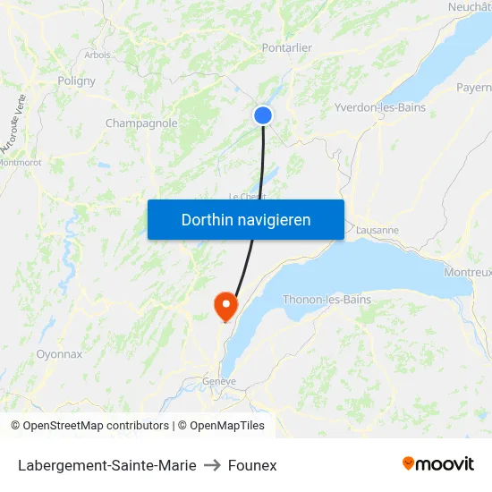 Labergement-Sainte-Marie to Founex map