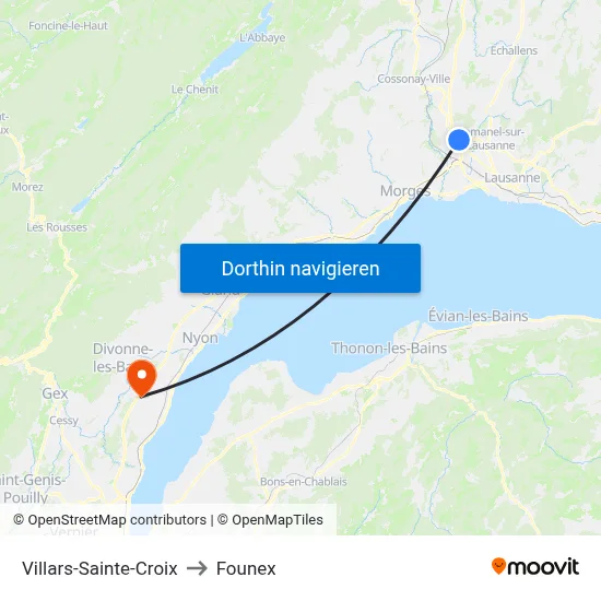 Villars-Sainte-Croix to Founex map