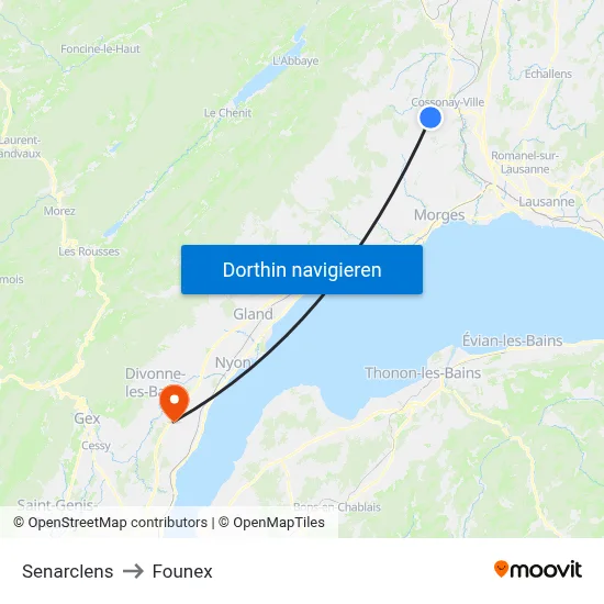Senarclens to Founex map