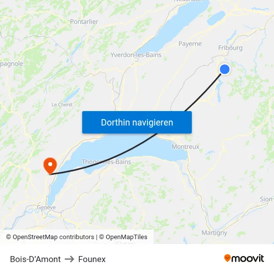 Bois-D’Amont to Founex map