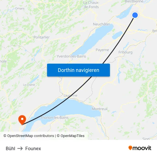 Bühl to Founex map