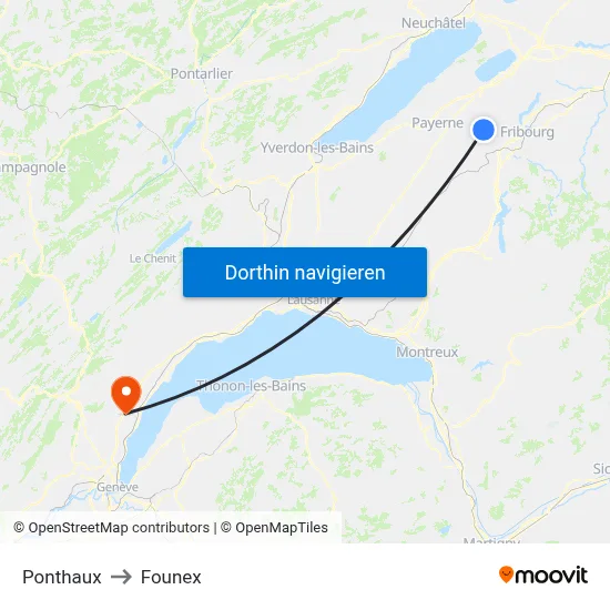Ponthaux to Founex map