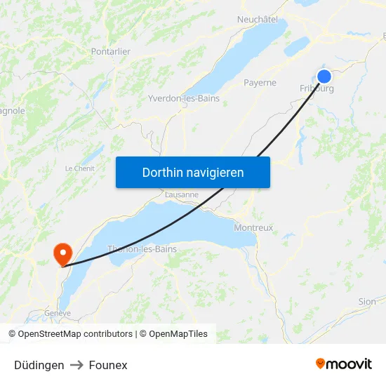 Düdingen to Founex map