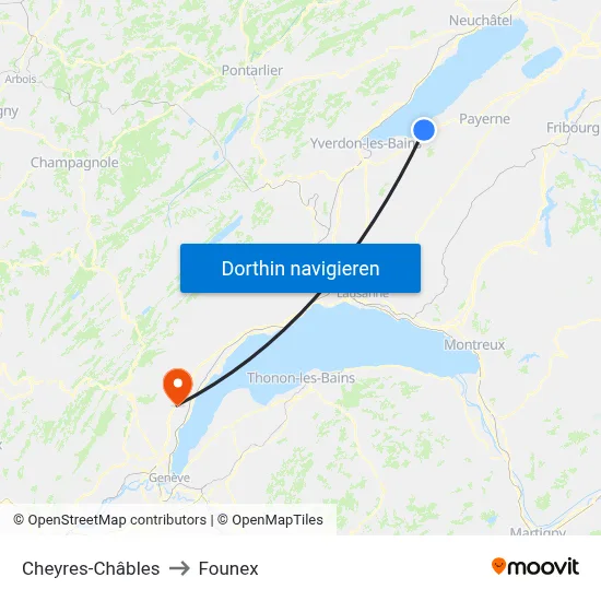 Cheyres-Châbles to Founex map