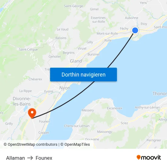 Allaman to Founex map