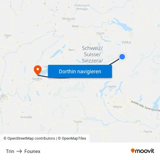 Trin to Founex map