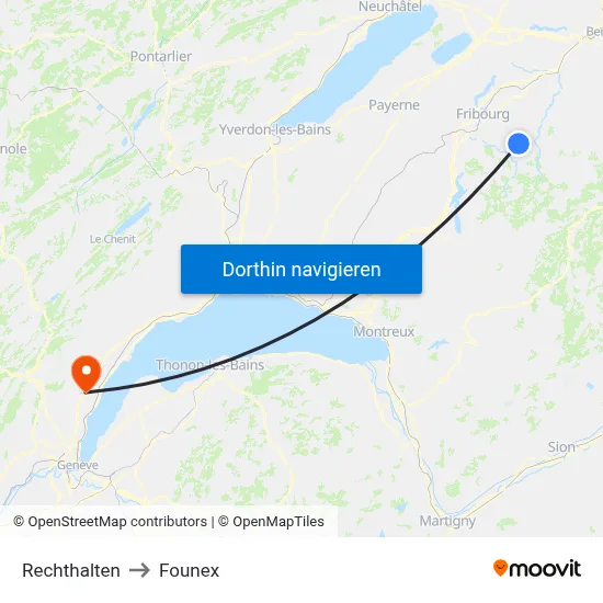 Rechthalten to Founex map