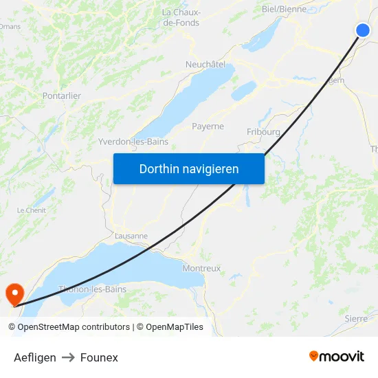 Aefligen to Founex map