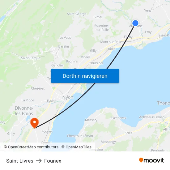 Saint-Livres to Founex map