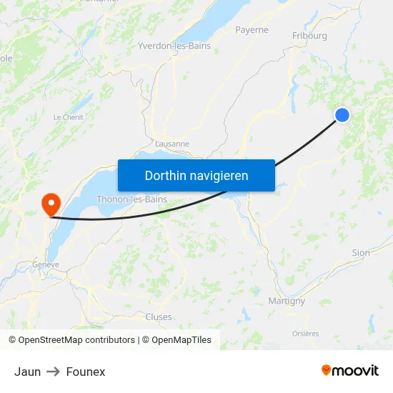 Jaun to Founex map