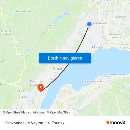 Chavannes-Le-Veyron to Founex map