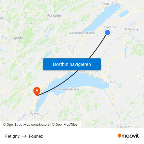 Fétigny to Founex map