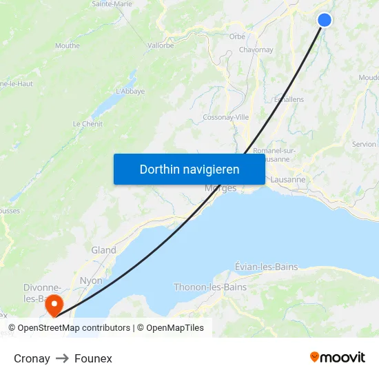 Cronay to Founex map