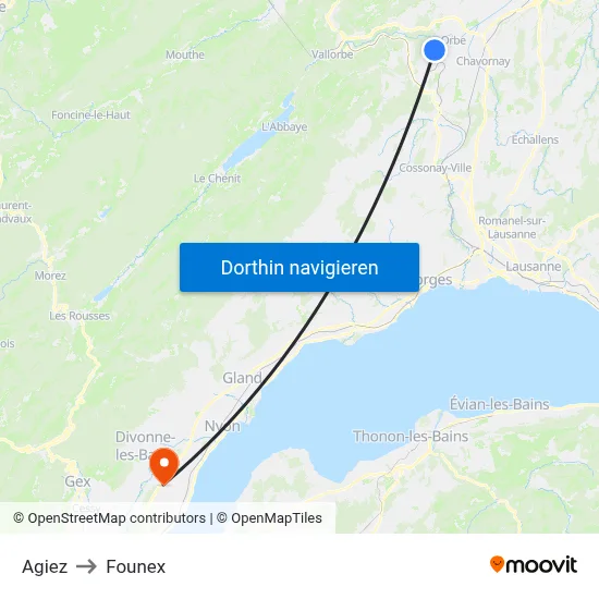 Agiez to Founex map