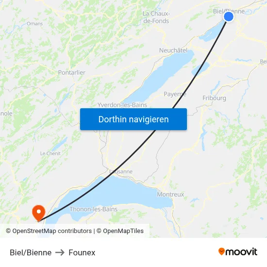 Biel/Bienne to Founex map
