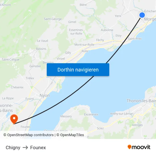 Chigny to Founex map