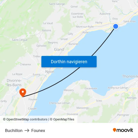 Buchillon to Founex map