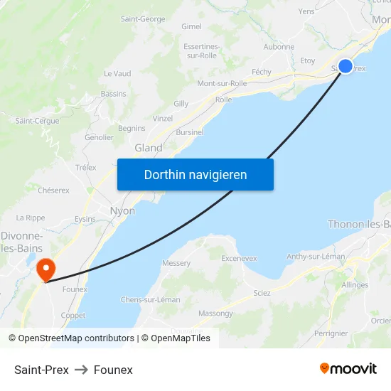 Saint-Prex to Founex map