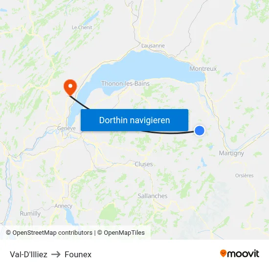 Val-D'Illiez to Founex map