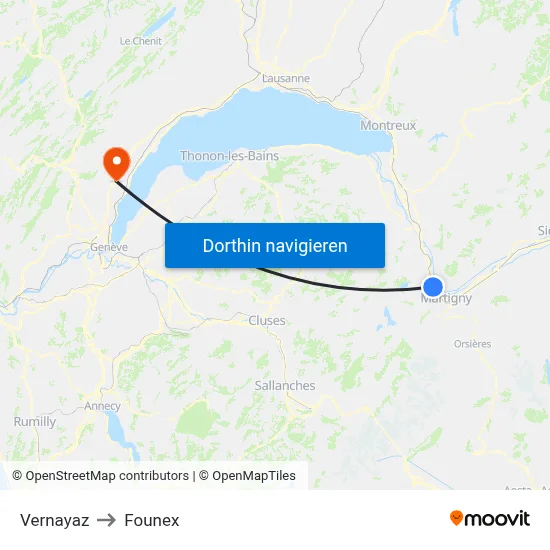 Vernayaz to Founex map