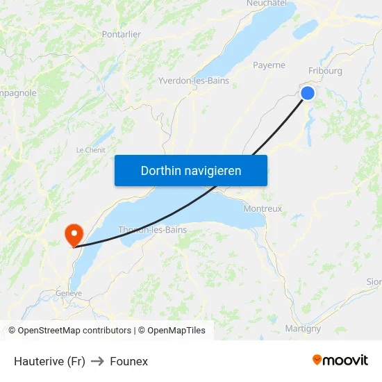 Hauterive (Fr) to Founex map