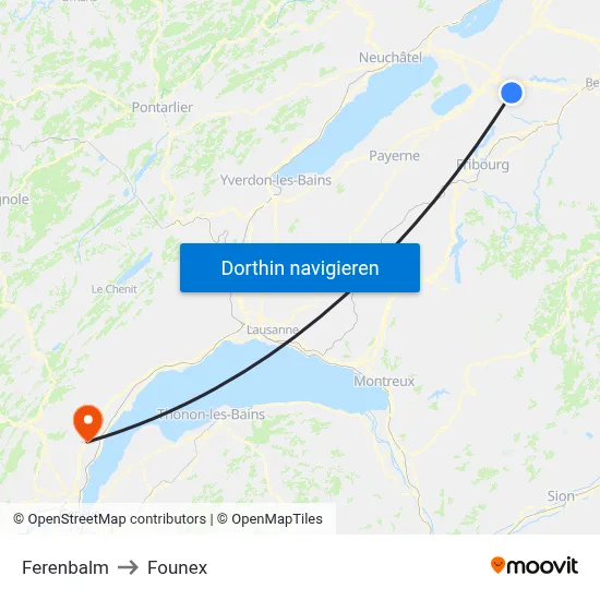 Ferenbalm to Founex map