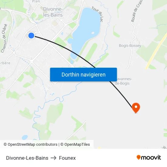Divonne-Les-Bains to Founex map