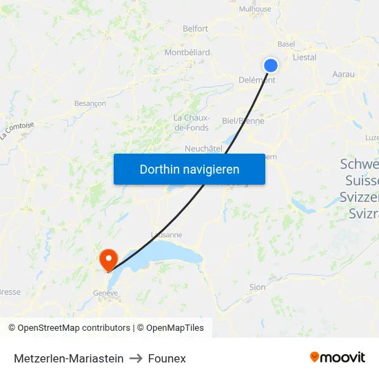 Metzerlen-Mariastein to Founex map