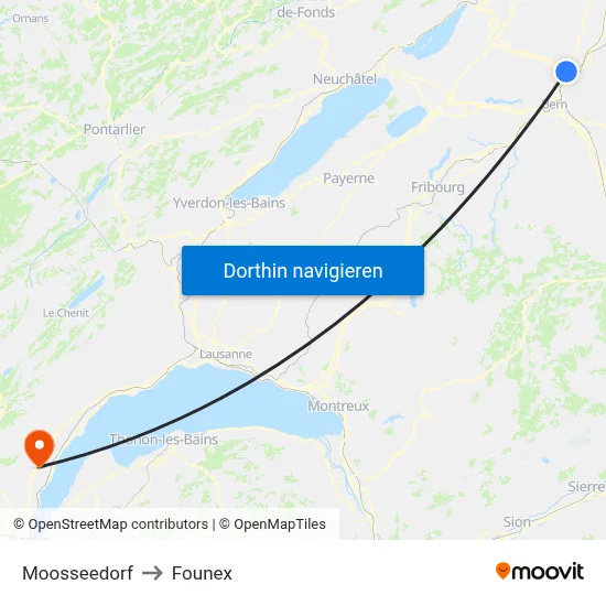 Moosseedorf to Founex map