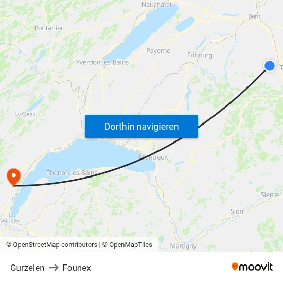 Gurzelen to Founex map