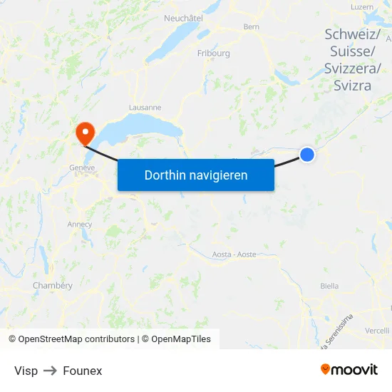 Visp to Founex map