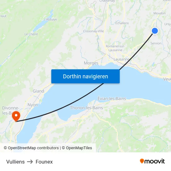 Vulliens to Founex map