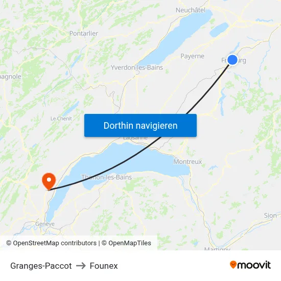 Granges-Paccot to Founex map