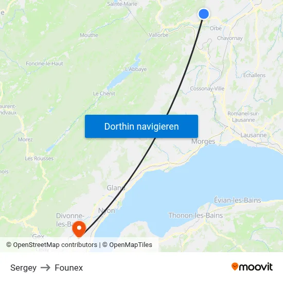 Sergey to Founex map