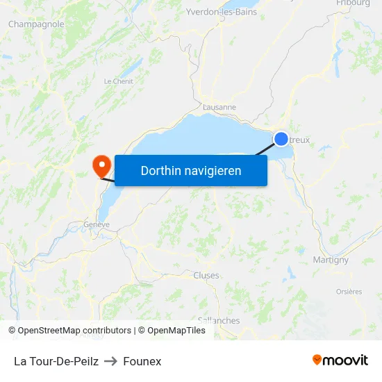 La Tour-De-Peilz to Founex map