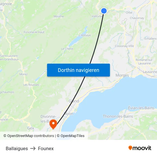 Ballaigues to Founex map