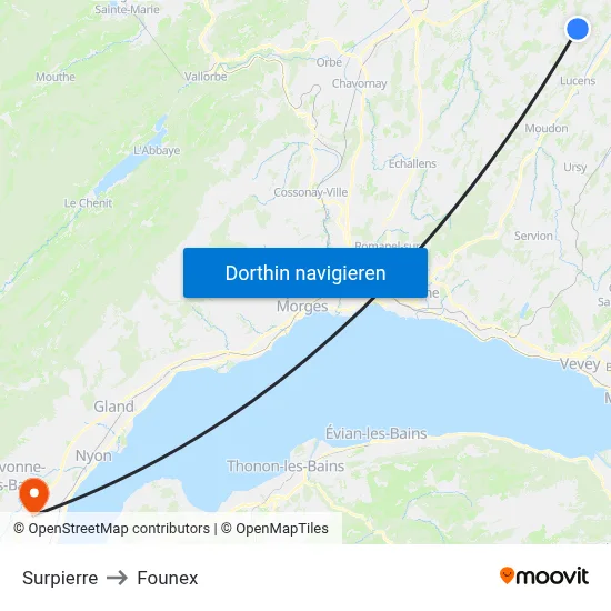 Surpierre to Founex map