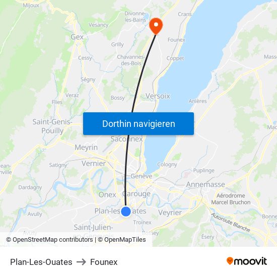 Plan-Les-Ouates to Founex map