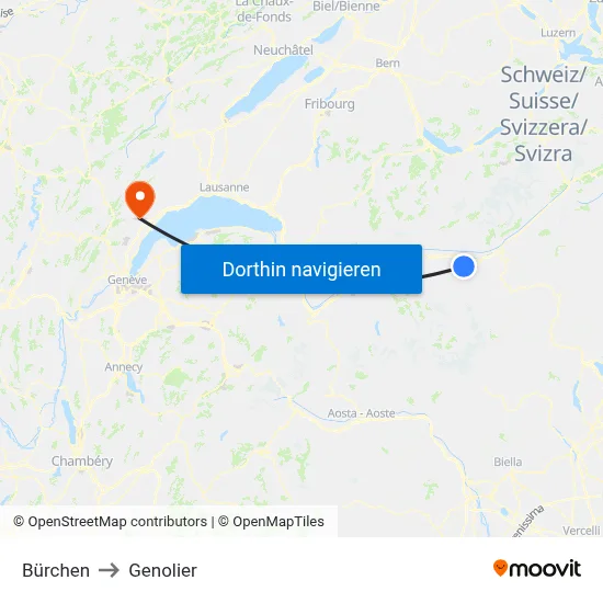 Bürchen to Genolier map