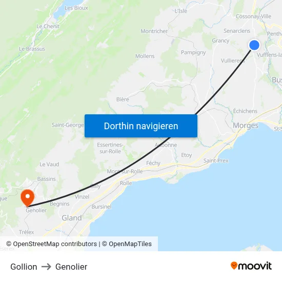 Gollion to Genolier map