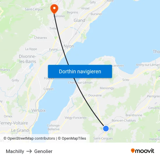 Machilly to Genolier map